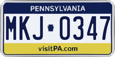 PA license plate MKJ0347