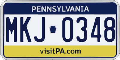 PA license plate MKJ0348