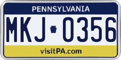 PA license plate MKJ0356