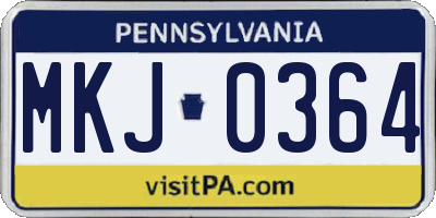 PA license plate MKJ0364