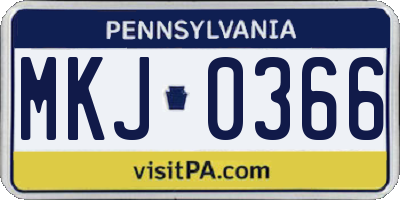 PA license plate MKJ0366