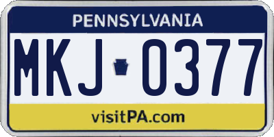 PA license plate MKJ0377