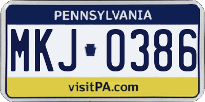 PA license plate MKJ0386