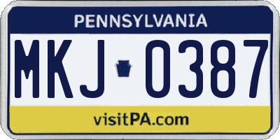 PA license plate MKJ0387