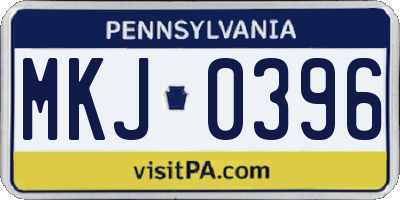PA license plate MKJ0396
