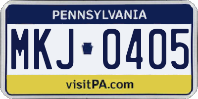 PA license plate MKJ0405