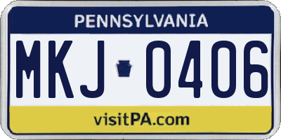 PA license plate MKJ0406