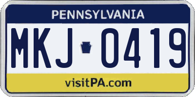 PA license plate MKJ0419