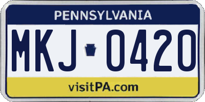 PA license plate MKJ0420