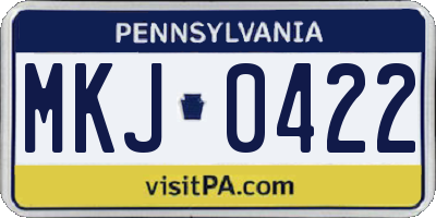 PA license plate MKJ0422