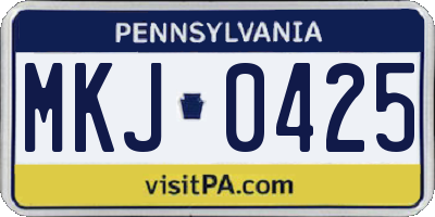 PA license plate MKJ0425