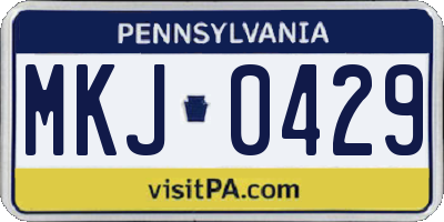 PA license plate MKJ0429