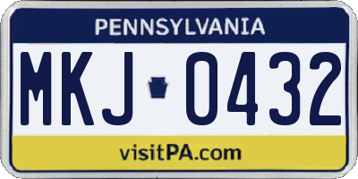 PA license plate MKJ0432