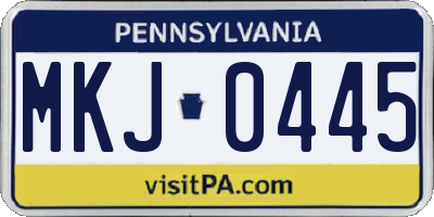 PA license plate MKJ0445