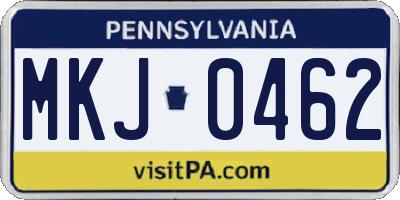 PA license plate MKJ0462
