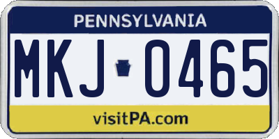 PA license plate MKJ0465