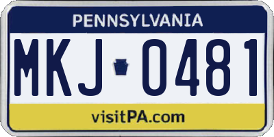 PA license plate MKJ0481