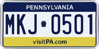 PA license plate MKJ0501