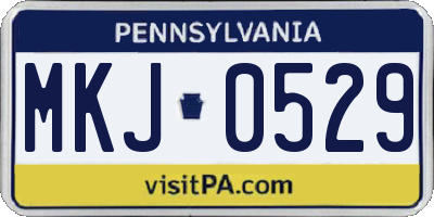 PA license plate MKJ0529