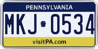 PA license plate MKJ0534
