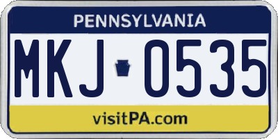 PA license plate MKJ0535