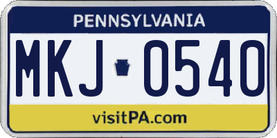 PA license plate MKJ0540