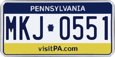 PA license plate MKJ0551