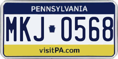 PA license plate MKJ0568