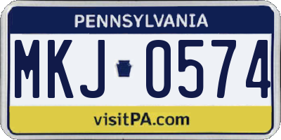 PA license plate MKJ0574