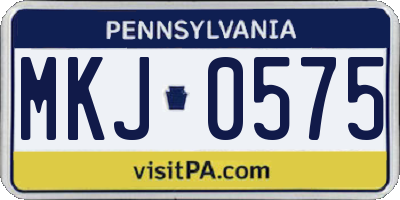 PA license plate MKJ0575