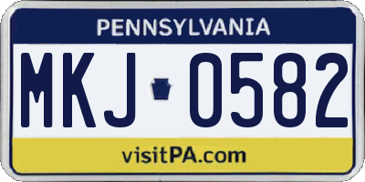 PA license plate MKJ0582