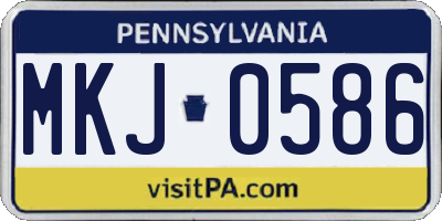 PA license plate MKJ0586