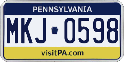 PA license plate MKJ0598