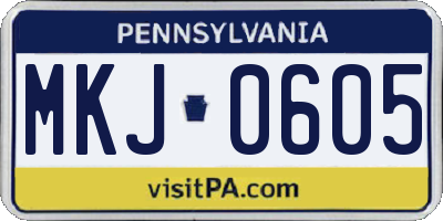 PA license plate MKJ0605