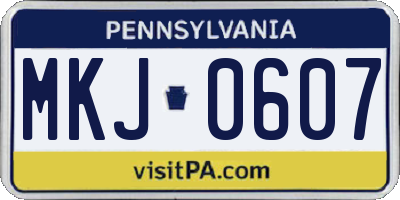 PA license plate MKJ0607