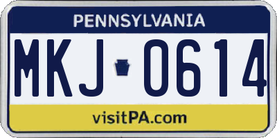 PA license plate MKJ0614