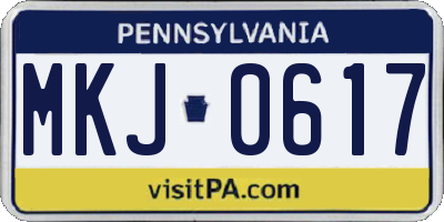 PA license plate MKJ0617