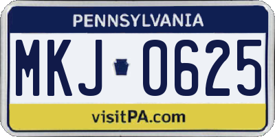 PA license plate MKJ0625