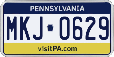 PA license plate MKJ0629
