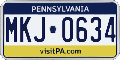 PA license plate MKJ0634