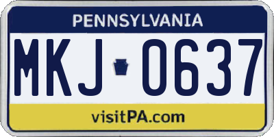 PA license plate MKJ0637