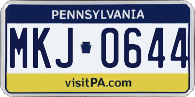 PA license plate MKJ0644