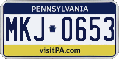 PA license plate MKJ0653