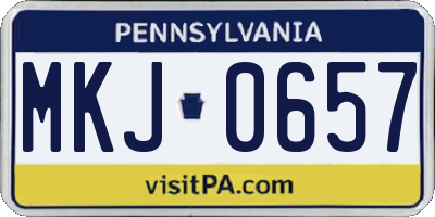 PA license plate MKJ0657