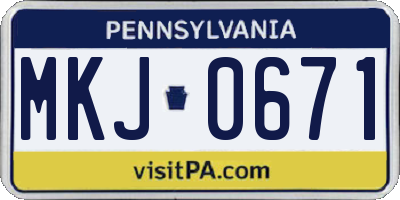 PA license plate MKJ0671