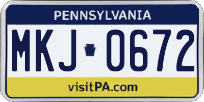 PA license plate MKJ0672