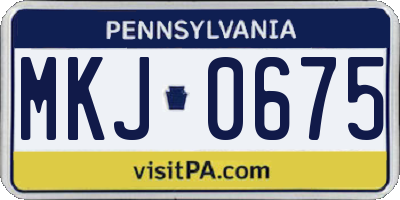 PA license plate MKJ0675