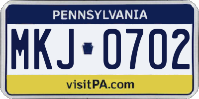 PA license plate MKJ0702