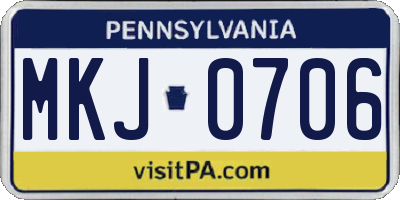 PA license plate MKJ0706