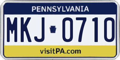PA license plate MKJ0710